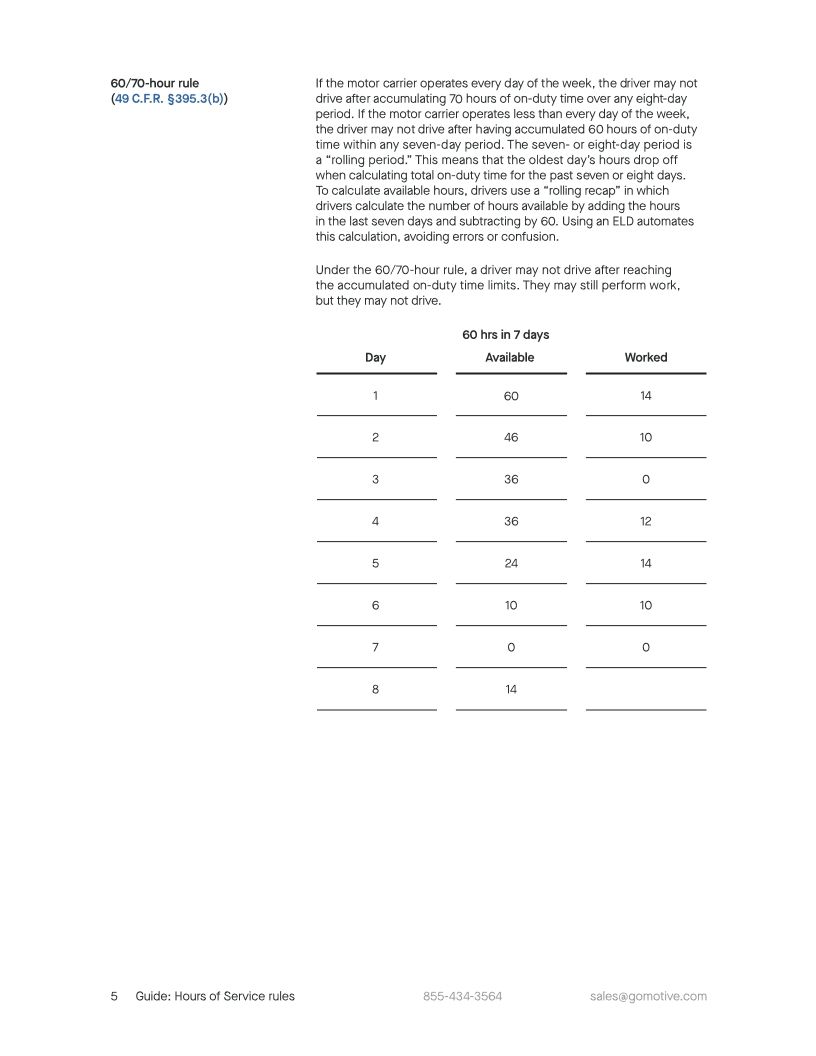 Hours of Service rules