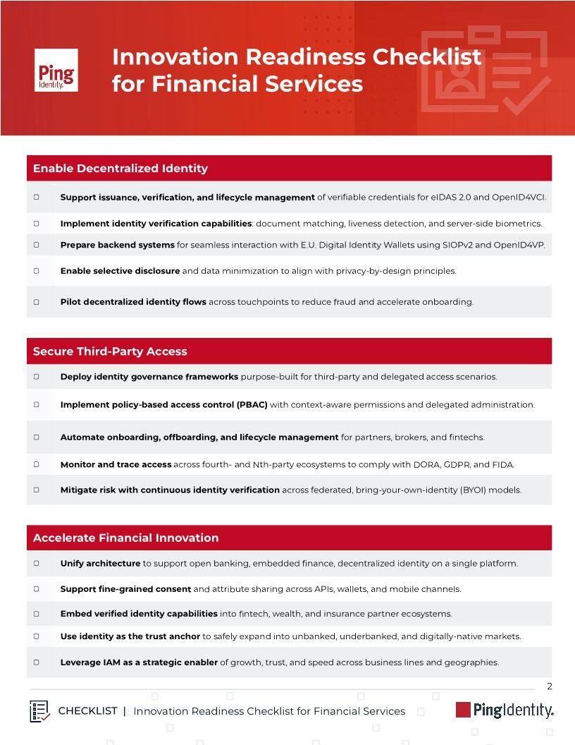 Innovation Readiness Checklist for Financial Services