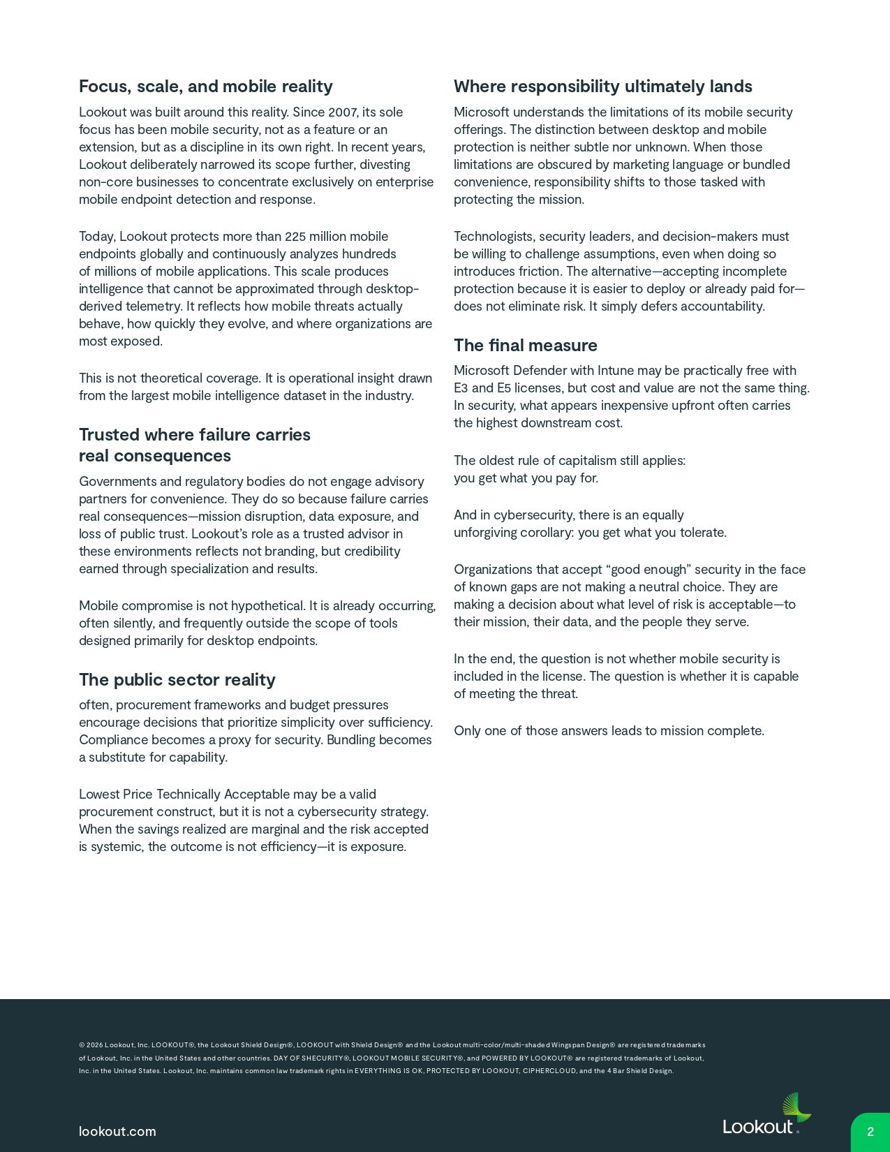 The Microsoft Mirage: Why &ldquo;Good Enough&rdquo; Mobile Security Fails the Mission