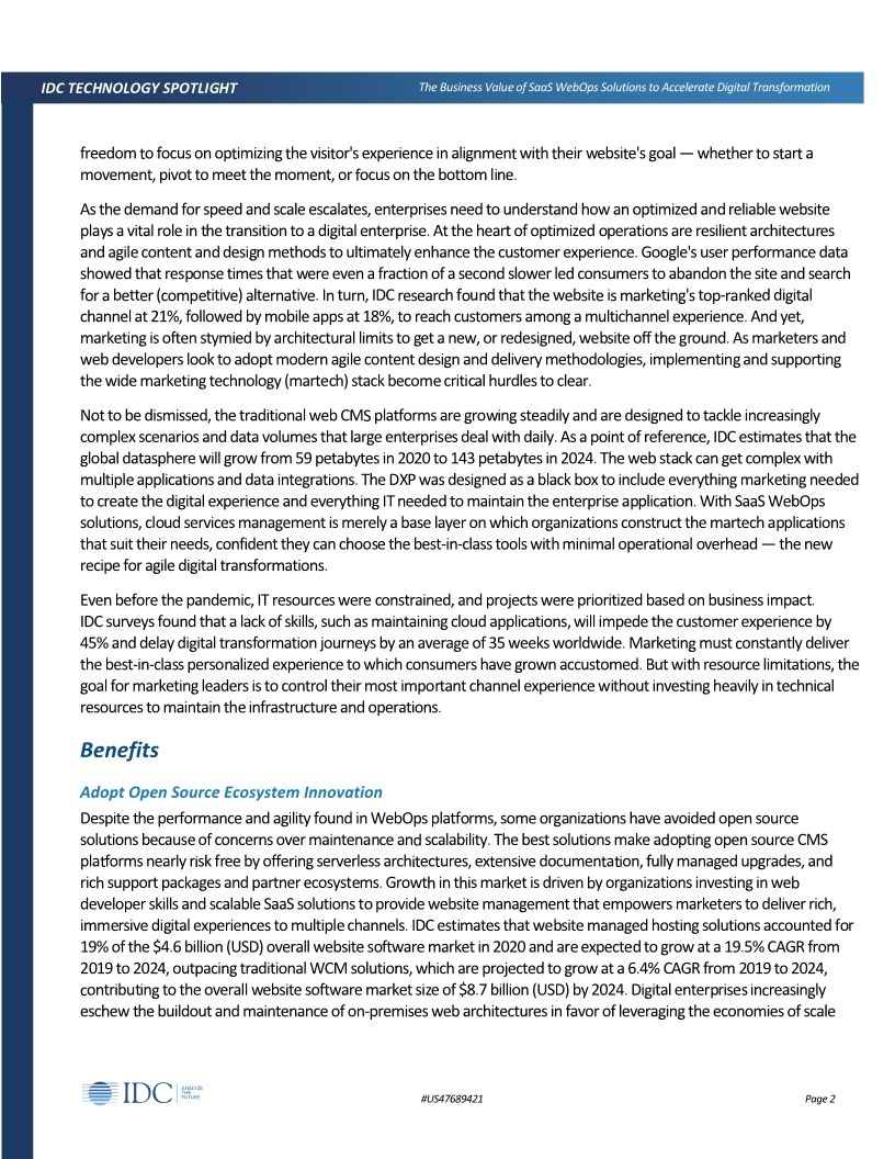 The Business Value of SaaS WebOps Solutions to Accelerate Digital Transformation