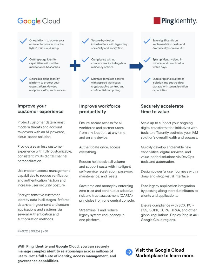Ping + Google Cloud: Reduce Access Management Costs and User Friction