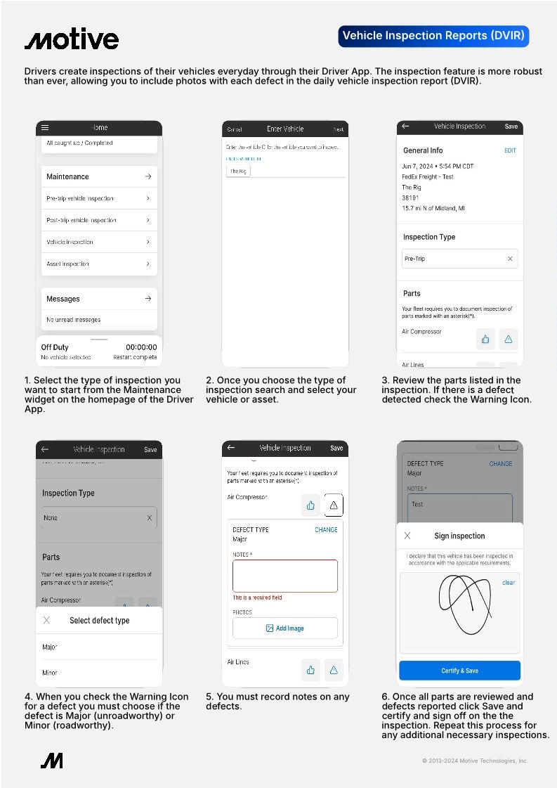Vehicle Inspection Reports (DVIR) Quick Reference Guide