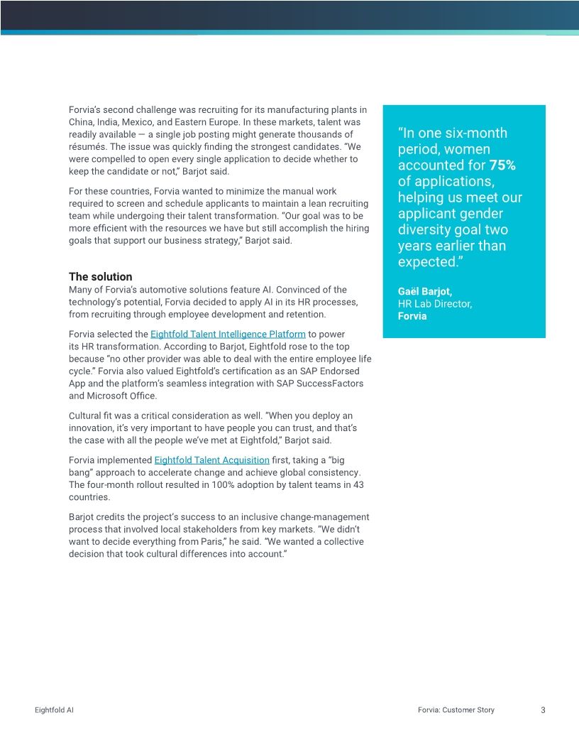 Forvia transforms talent acquisition with award-winning Eightfold solution