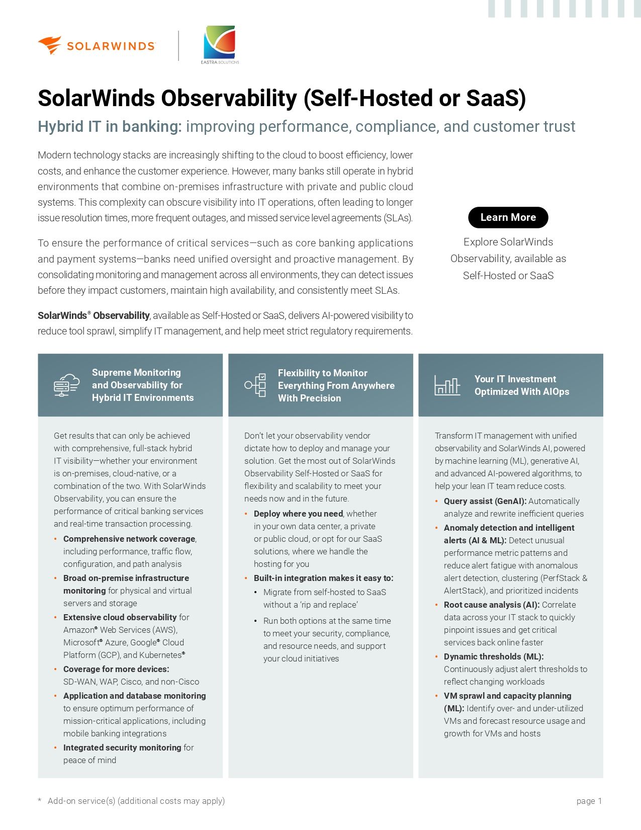 SolarWinds Observability (Self-Hosted or SaaS): Hybrid IT in banking
