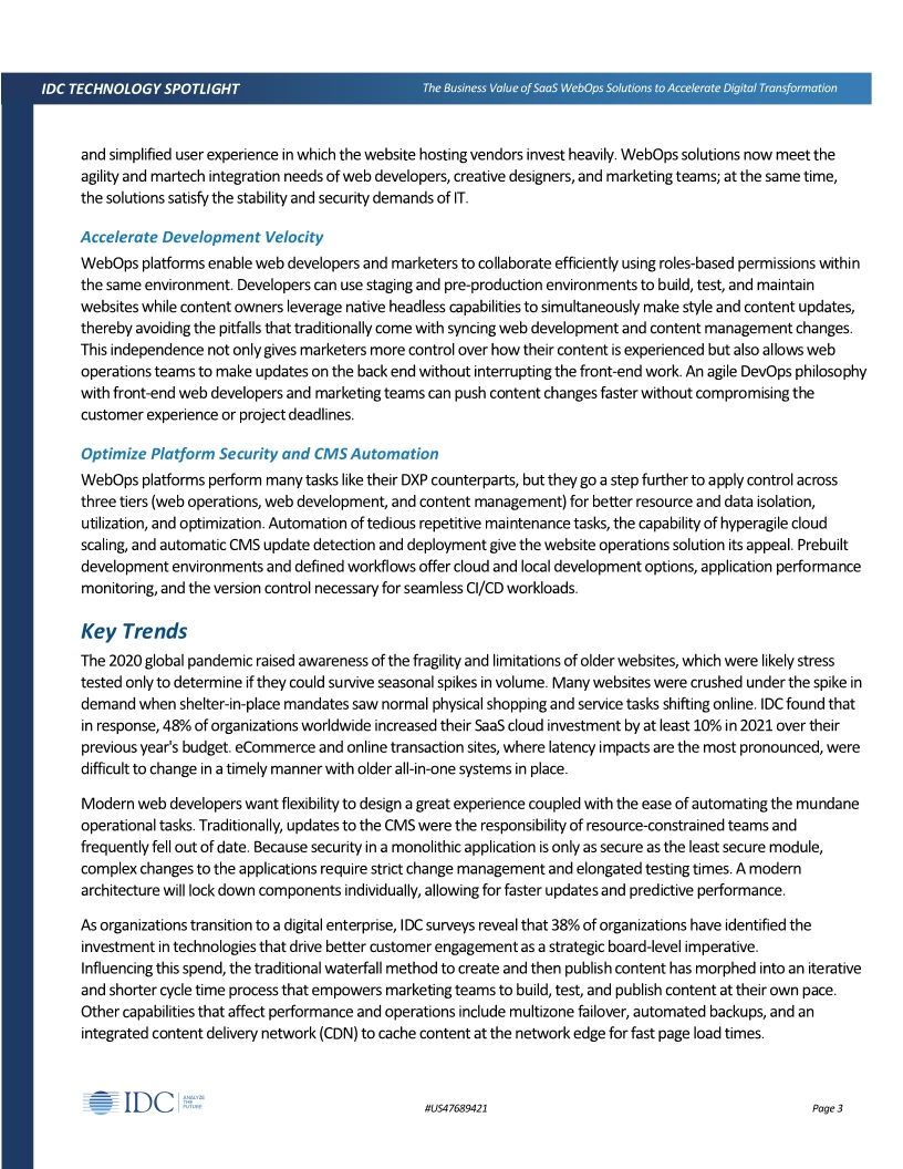 The Business Value of SaaS WebOps Solutions to Accelerate Digital Transformation