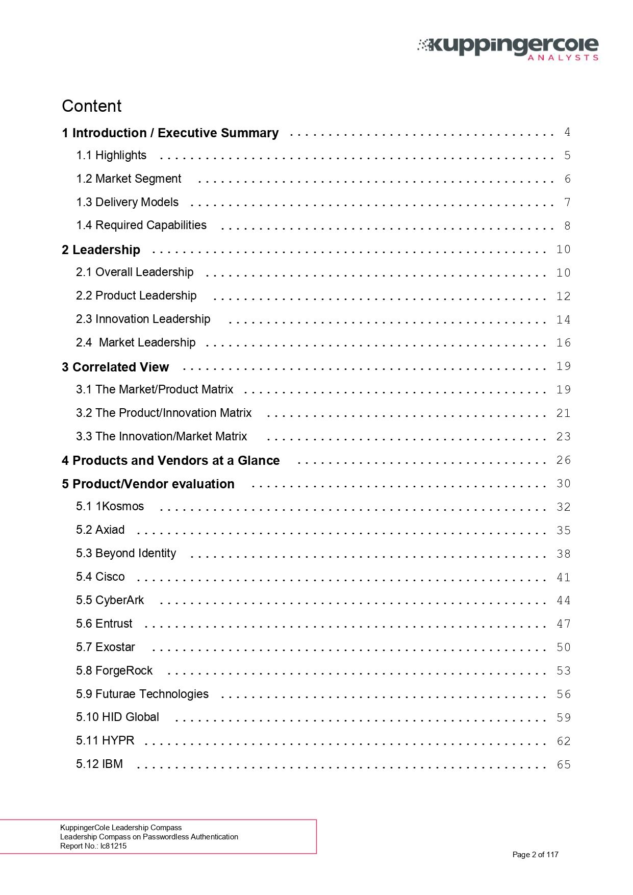 KuppingerCole 2022 Leadership Compass Report on Passwordless Authentication