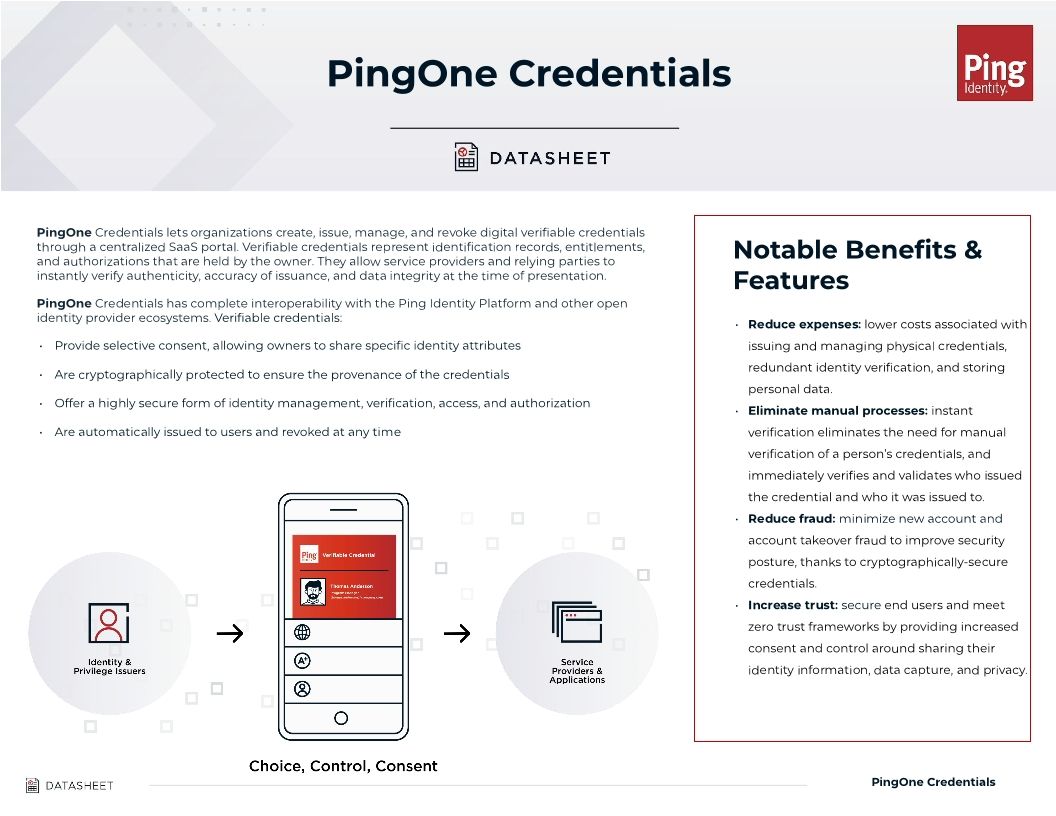PingOne Credentials Datasheet