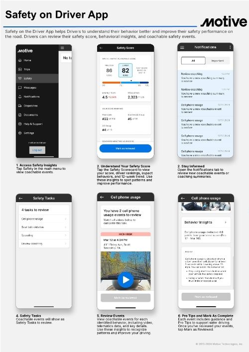 Safety on Driver App QRG