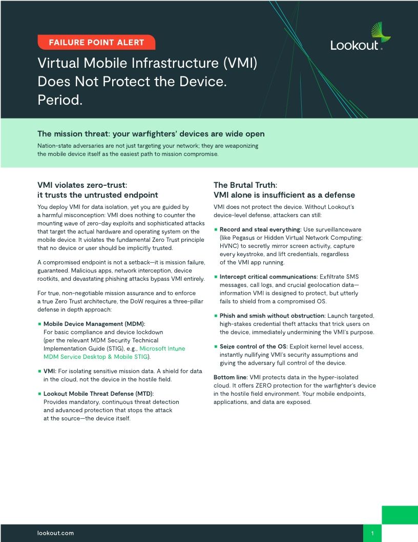 Virtual Mobile Infrastructure (VMI) Does Not Protect the Device. Period.