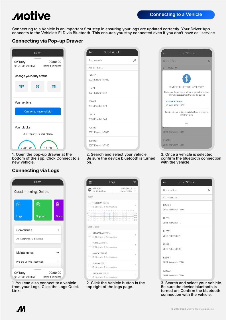 Connecting to a Vehicle Quick Reference Guide